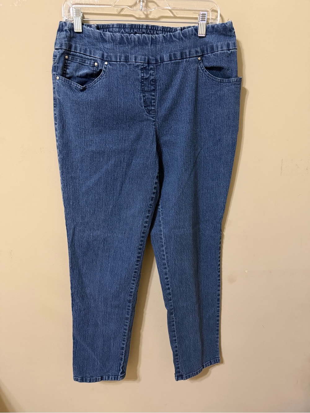 Ruby Rd 12 pull on Comfort Stretch Denim Jeggings in Dark Blue cozy comfy euc